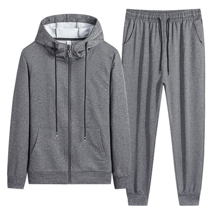New Korean Fashion Men'S Summer Thin Breathable Hooded Cardigan Two Piece Set Outdoor Running Jacket Leisure Sports Suit