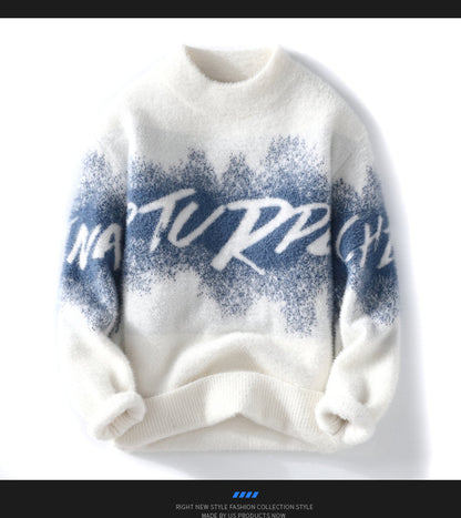 Sweaters men autumn new style mens Letter pattern warm sweater men youth style sweaters spring Men's wool pullovers M-3XL