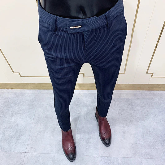 saferido  Men Gray Business Suit Pant Casual Formal Mens Dress Pants Spring Spring Pantalon Costume Slim Fit Suit Trousers 36