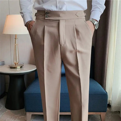 saferido Men Spring  Suit Pants Fashion Casual Slim Fit Business Suit Trousers Men's Wedding Party Work Pants Classic Large Size 36
