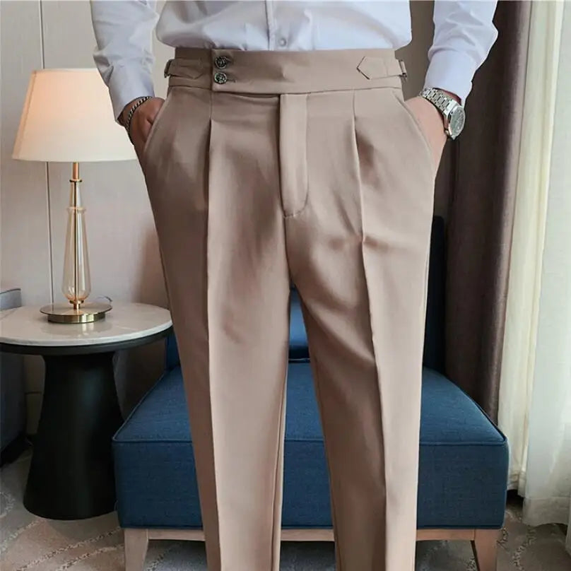 saferido Men Spring  Suit Pants Fashion Casual Slim Fit Business Suit Trousers Men's Wedding Party Work Pants Classic Large Size 36