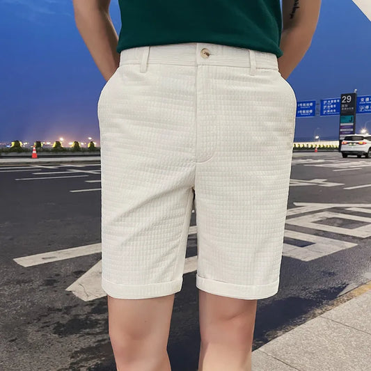 saferido Korean Style Summer Fashion Casual Plaid Shorts Brand Clothing Leisure Slim Fit Men Business Shorts