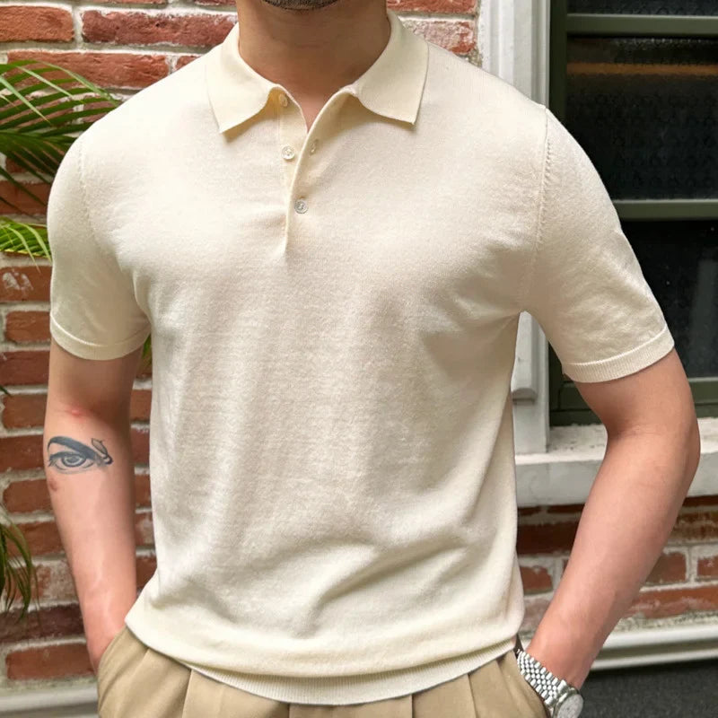 saferido High Quality Solid Color Polo Shirt Camisa Hombre Polo Shirt Men British Slim Lapel Summer Ice Silk Short Sleeve Knitted Polo