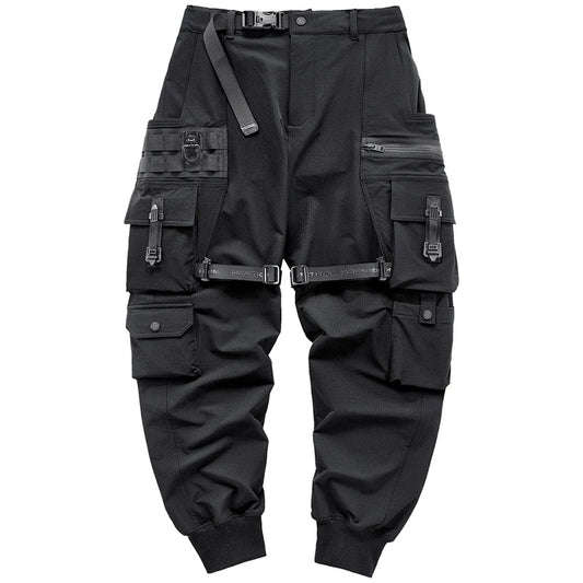 saferido Streetwear Cargo Pants Harajuku Hip Hop Joggers Men Oversized Techwear Pants Multi Pockets Harem Pencil Trousers Black