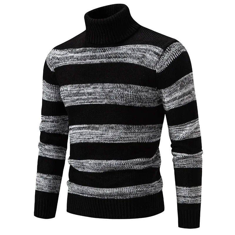 High Quality Men's New Autumn and Winter Casual Warm Neck Sweater Knit Pullover Warm Tops