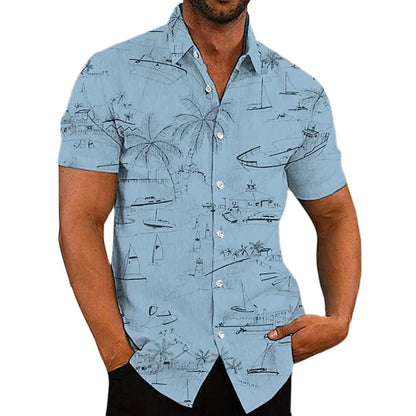 Men's Hawaiian Shirt Short Sleeve For Men 3D Coconut Tree Printing Blouse Tops Casual Oversized Tee Shirt Men Clothing