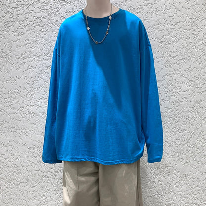 Autumn Long Sleeve T-Shirt Men Fashion Solid Basic T Shirt Mens Oversized Hip Hop Casual Cotton Mens Streetwear Top Tees