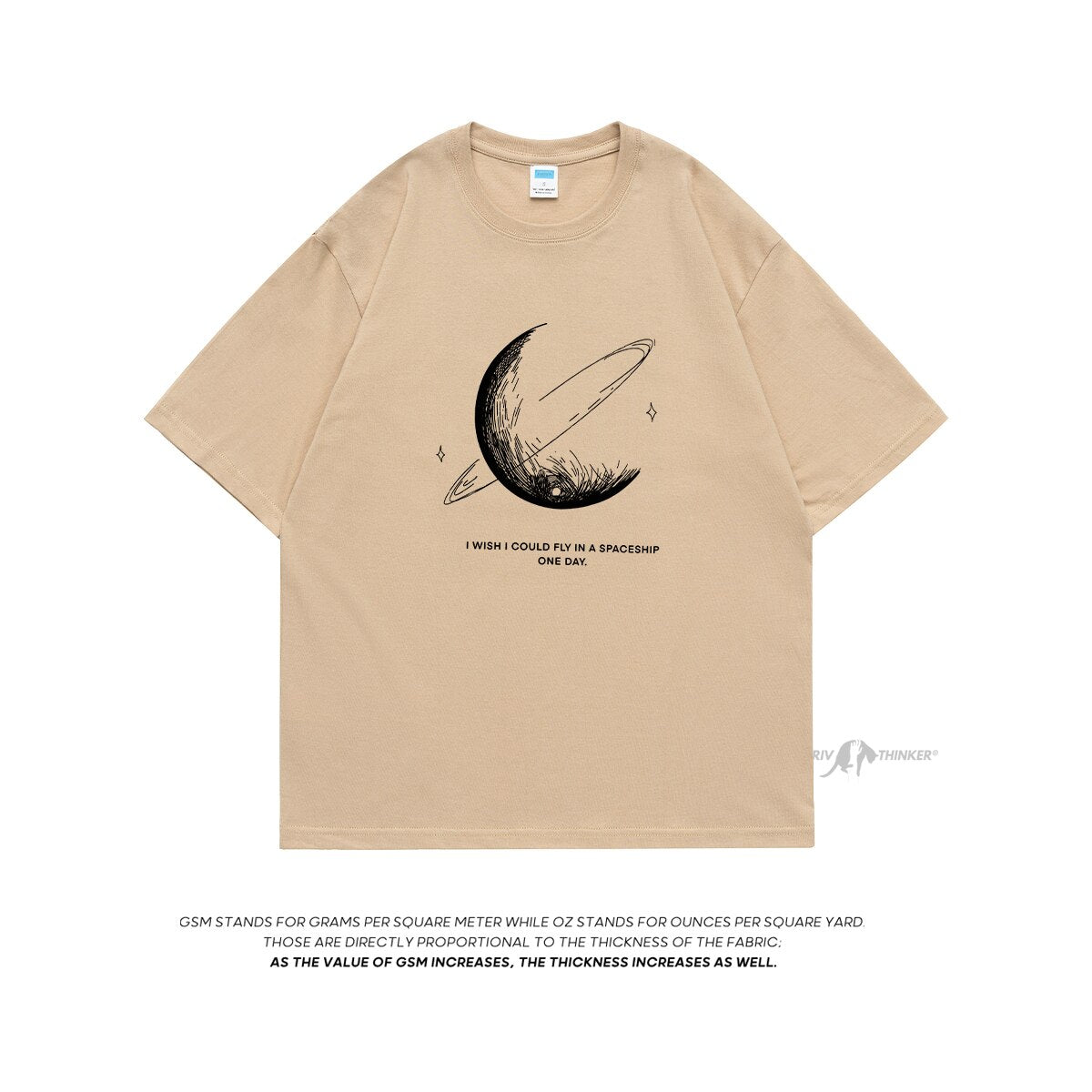 HybSkr Simple Stroke Moon Graphic Men Tshirt Oversize Letter Print Short Sleeve T-shirt Cotton Male Streetwear Unisex Basic Tops