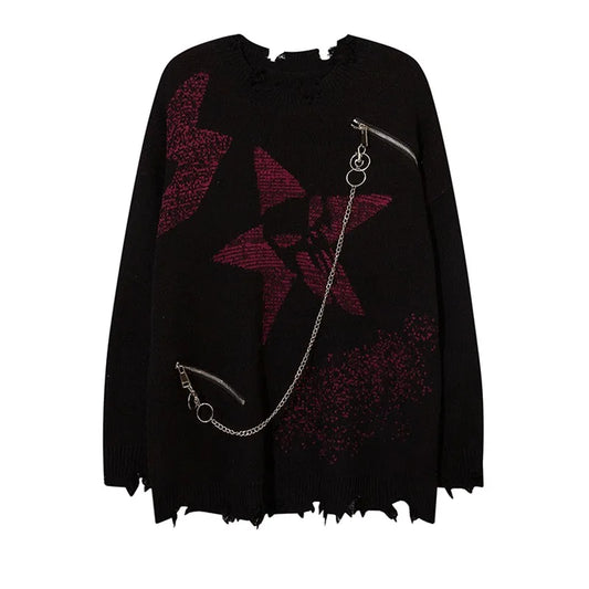 saferido Broken Chain Versatile Street Original Style for Men and Women European and American Street Fashion Sweaters and Knitwear Trend