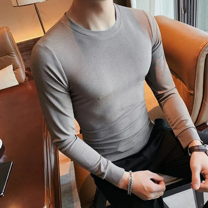 saferido Brand Clothing Men's Spring High Quality Casual Long Sleeve T-Shirt/Male Slim Fit O-Neck business T-shirts Homme S-4XL