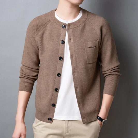 High Quality Fall Sweater Cardigan Men Knitting Pocket Sweaters Winter Warm Coat Male Single Breasted Top Camel Cardigan Sweater