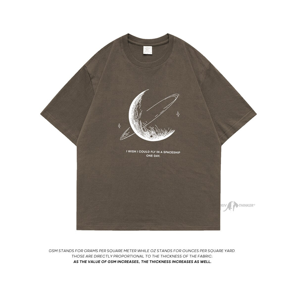 HybSkr Simple Stroke Moon Graphic Men Tshirt Oversize Letter Print Short Sleeve T-shirt Cotton Male Streetwear Unisex Basic Tops