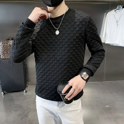 saferido Male Spring Autumn Round Collar Loose Long sleeve Hoodies /Male Slim Fit High-Grade Sweatshirts Basis Tops Streetwear S-3XL