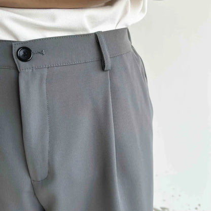 Grey Black Suit Pants Men Fashion Social Mens Dress Pants Korean Loose Straight Wide Leg Pants Mens Office Formal Trousers M-2XL