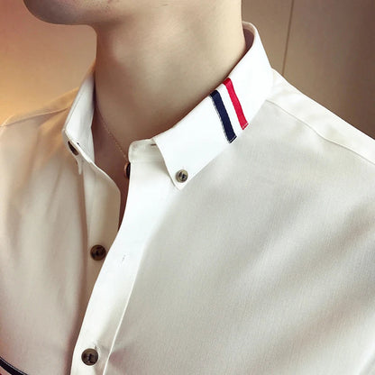 saferido  Male Spring High Quality Long Sleeve Shirts/Men's Slim Fit lapel Leisure Shirts/Fashion Tops Plus Size 4XL 5XL