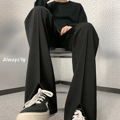 Grey Black Suit Pants Men Fashion Society Mens Dress Pants Korean Loose Straight Pants Mens Office Formal Trousers M-3XL