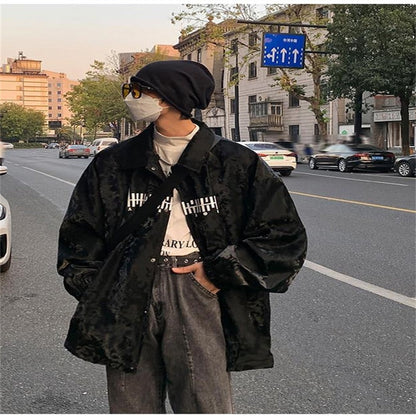 Letter printed jacket Men's Oversized jackets Autumn new fashion casual loose high street hip-hop jacket hip-hop jackets coats