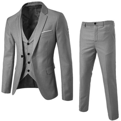 Men Blazers 3 Pieces Sets Business 2 Suits Vest Pants Blue Coats Wedding Formal Elegant Jackets Korean Luxury Free Shipping