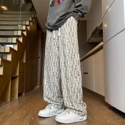 saferido Corduroy Casual Pants For Men Autumn Style American Fit Loose Fit Leg Sweatpants Personality trend Straight Leg Pants
