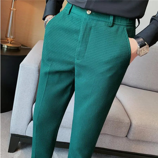 saferido Men's Suit Trousers Spring And Summer Business Casual Pants Men's Fashion High-Quality Solid Color Slim Trousers Men 28-36