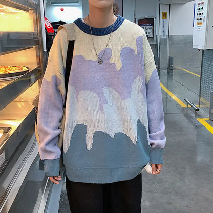 saferido Sweater Y2K  With Hearts Harajuku Fashion Men's Clothes Winter Trend Women's Print Oversize Korean Knit Hip Hop Clothing Sweater