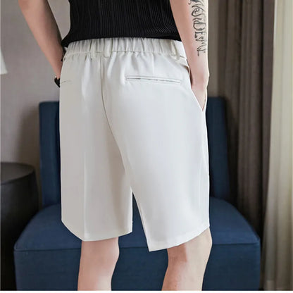 saferido Pleated Shorts Men Summer White Shorts Korean Fashion Casual Shorts Work Wear Clothes Breathable Comfort Slim Fit Bermudas