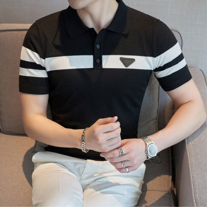 Men's Knitwear Short Sleeve Polo Shirt Casual Slim Lapel Button Cardigan Breathable Summer Polo Shirt Fashion Clothes 4XL
