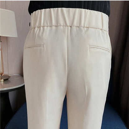 saferido Spring Summer New Fashion Drape High Waist Suit Pants Men Clothing Full Length Slim Fit Casual Straight Office Trousers 36