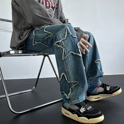 saferido Vintage Men's Trendy Jeans American Premium Simple Casual Pants Fashion Street Male Straight Pants Fashionable Peplum Clothing