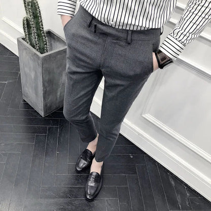 saferido New Style Men's Spring High Quality Cotton Business Suit Trousers/Male Slim Fit Pure Color Leisure Suit Pants 28-36