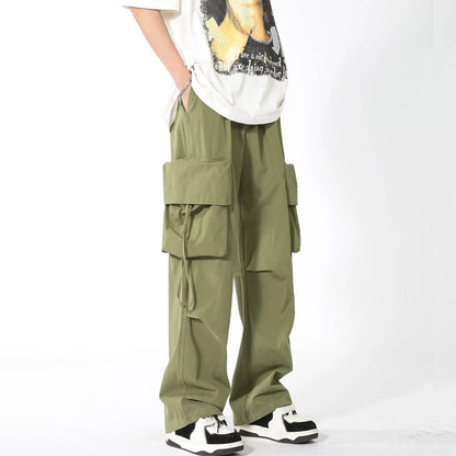 saferido Men's American Streetwear Cargo Casual Pants Fashion Trend Solid Color Sweatpants Pocket Decoration Trousers  S-3XL