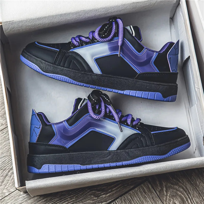 saferido Streetwear Purple Men's Skateboard Shoes Fashion Outdoor Platform Sneakers Men Trendy Lace-up Designer Skateboarding Shoes Man