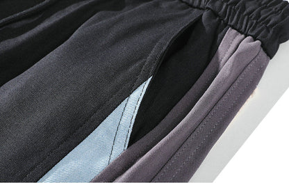 Streetwear Spring Casual Men's Pants Cotton Harem Ribbons Joggers Men Patchwork Fashion Ankle Length Jogger Pants For Boys