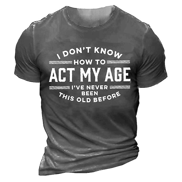 Men's T shirt Tee Graphic Tee Funny T Shirts Slogan T Shirts Retro Shirts Letter Graphic Prints Crew Neck Custom Print Black White Army Green Blue 3D Print Outdoor Street Short Sleeve Print Clothing