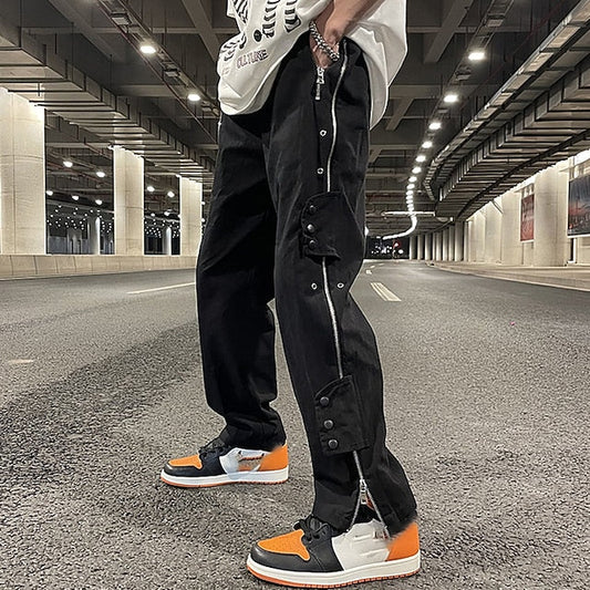 Men's Cargo Pants Cargo Trousers Techwear Pocket Plain Comfort Breathable Outdoor Daily Going out 100% Cotton Fashion Casual Black Micro-elastic