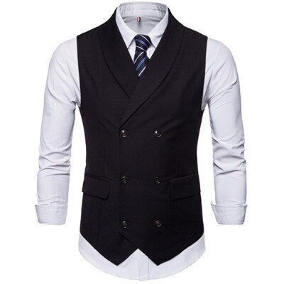 Spring Autumn Double Breasted Suit Vest Men's Sleeveless Four-Colored England Style Foramal Weeding Vest N9034