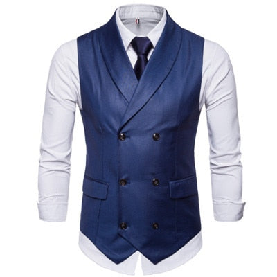 Spring Autumn Double Breasted Suit Vest Men's Sleeveless Four-Colored England Style Foramal Weeding Vest N9034