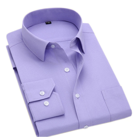 Classic Style Men's Solid Shirts Long Sleeve Men's Casual Shirts Comfortable Breathable Men's Office-wear Clothing