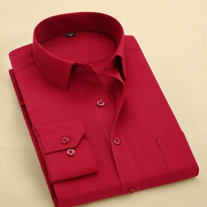 Classic Style Men's Solid Shirts Long Sleeve Men's Casual Shirts Comfortable Breathable Men's Office-wear Clothing