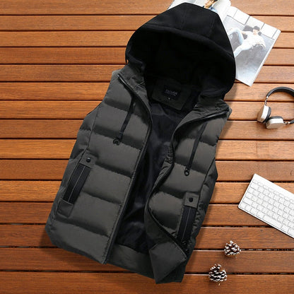 saferido       Men's Vest Jacket Winter Waterproof Warm Sleeveless Men Jacket Fashion Hooded Casual Vest Men Autumn Thicken Waistcoat