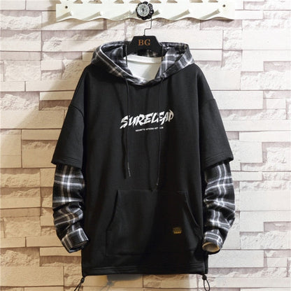 Japan Style Casual O-Neck Spring Autumn Print Hoodie Sweatshirt Men'S Thick Fleece Hip Hop High Streetwear Clothes