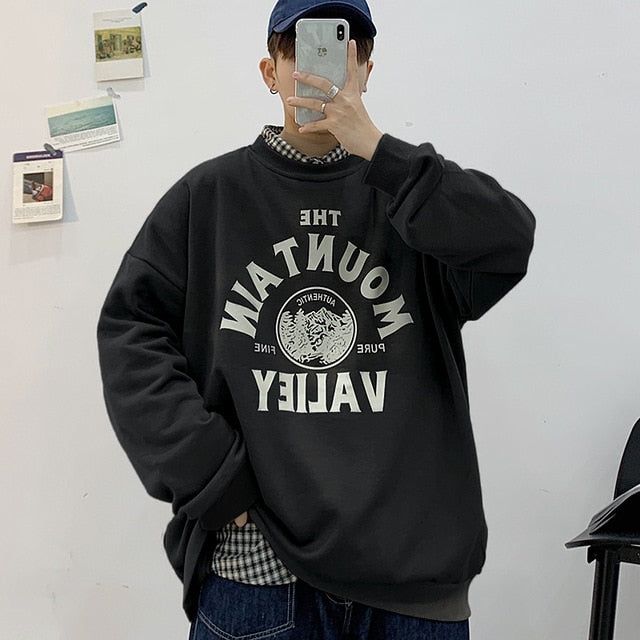 Spring Men Casual Sweatshirts Harajuku 1997 Printed Men Oversized Hoodies Korean Man Casual Loose Pullovers
