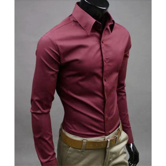 Men's Slim Fit Long Sleeve Shirt Male Leisure Shirt Social Business Dress Shirt Brand 17 color Clothing Comfortable Shirts