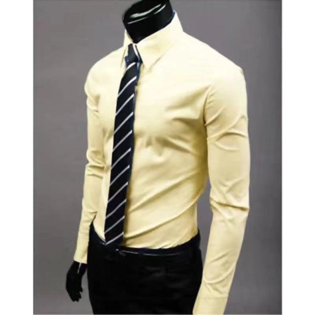 Men's Slim Fit Long Sleeve Shirt Male Leisure Shirt Social Business Dress Shirt Brand 17 color Clothing Comfortable Shirts