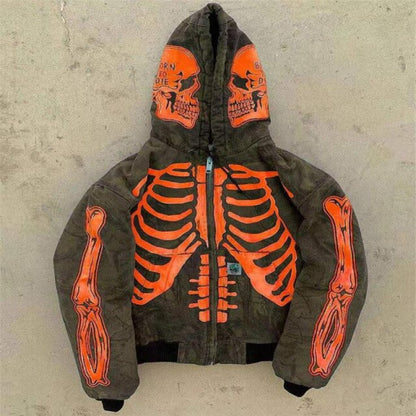 man hoodies Size S-4XL Hoody Tops Fashion Hi Street Cardigan Hoodies Skull Painted Streetwear Sweatshirts Hip Hop Graffiti