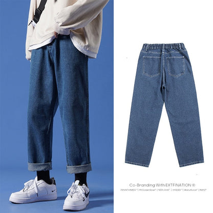 Men Streetwear Blue Jeans Women Black Jeans Korean Fashions Harem Pants Male Denim Pants OverSize