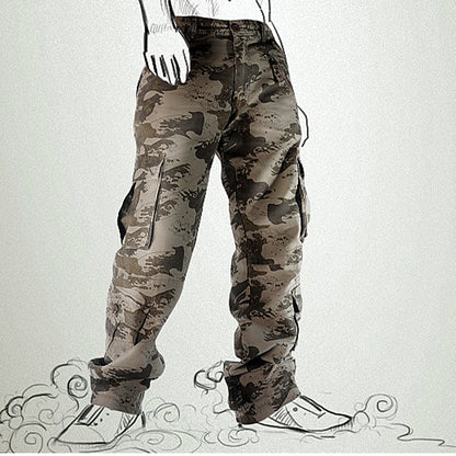 Men's Fashion Trendy New Camouflage Mens Cargo Pants Multi-Pocket Fashion Military Tactical Pants Mens Leisure Cotton Straight Zipper Male Pants