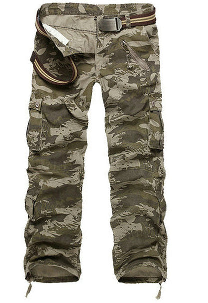 Men's Fashion Trendy New Camouflage Mens Cargo Pants Multi-Pocket Fashion Military Tactical Pants Mens Leisure Cotton Straight Zipper Male Pants