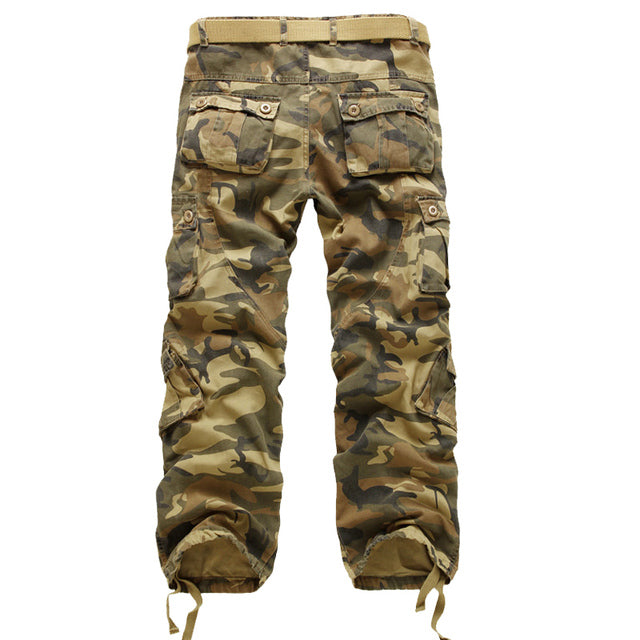 Men's Fashion Trendy New Camouflage Mens Cargo Pants Multi-Pocket Fashion Military Tactical Pants Mens Leisure Cotton Straight Zipper Male Pants
