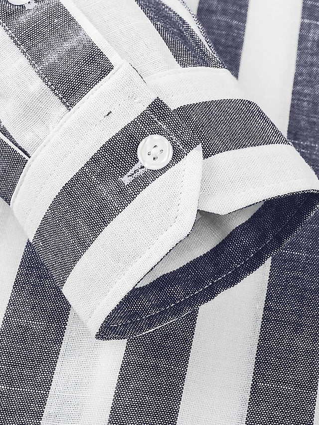 Men's Shirt Button Up Shirt Casual Shirt Summer Shirt Beach Shirt Yellow Pink Blue Sky Blue Green Long Sleeve Striped Lapel Street Vacation Print Clothing Apparel Fashion Leisure Hawaiian